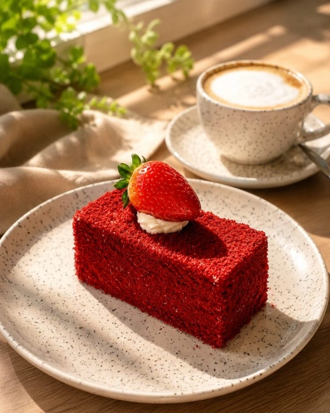 Fatia de Bolo Red Velvet da Artesanalle